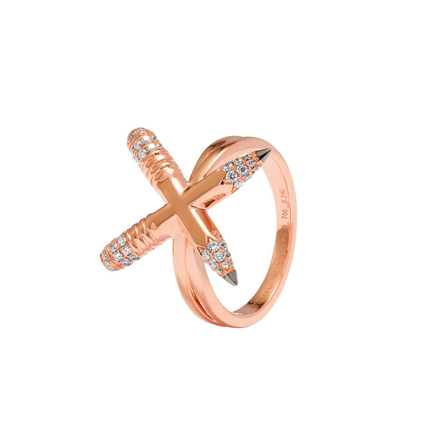 18k Gold X Ring  image 1