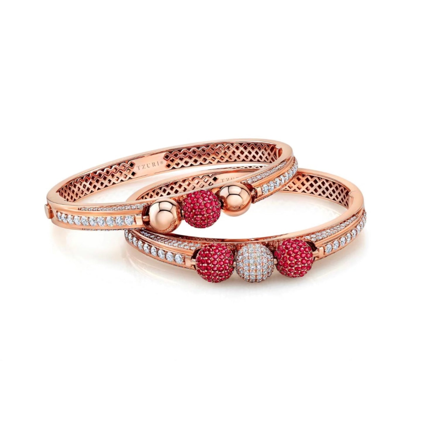 Ethos Bracelet - 2 Ruby Balls + 1 Diamond Ball