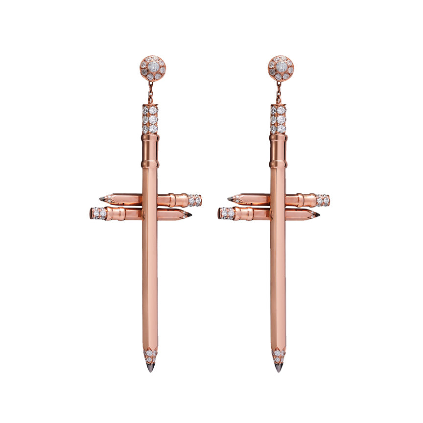 Vanessa Mooney - The Nova Cross Earrings - Earrings - Gold / C...