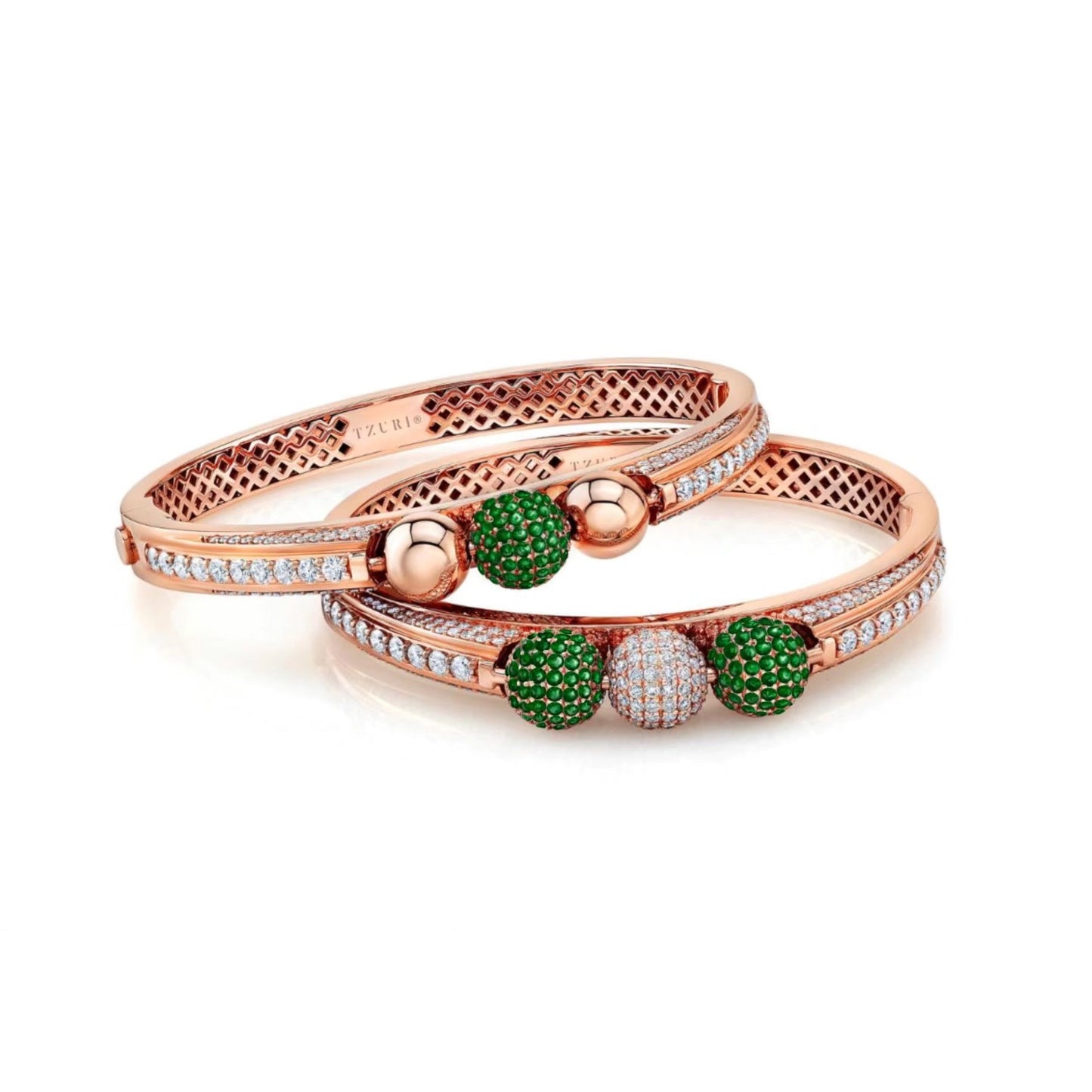 Ethos Bracelet - 2 Emerald Balls + 1 Diamond Ball